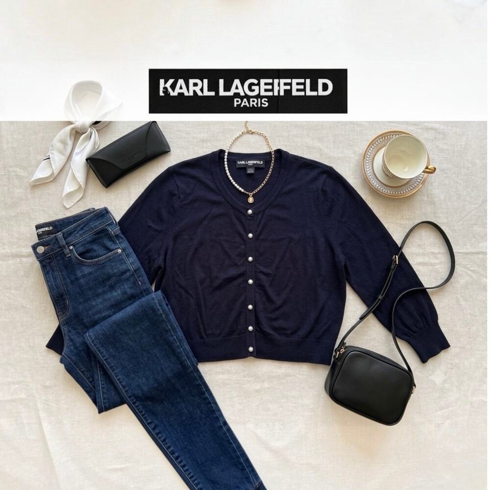 Karl Lagerfeld Black Cardigan Sz. XL